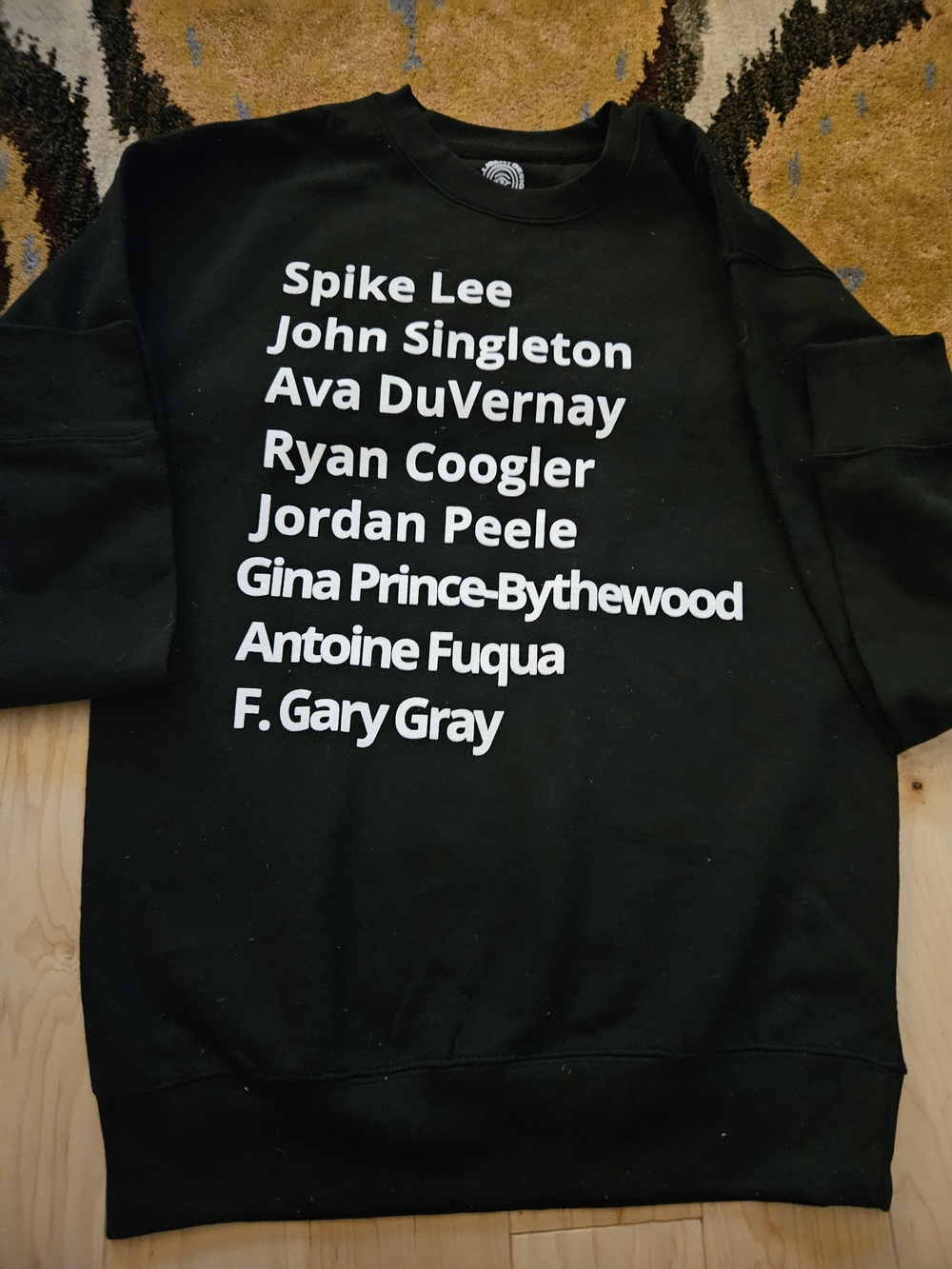 Black Graphic Crewneck Sweatshirt - Directors Names Print